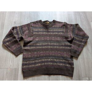 Woolrich Brown Fair Isle Patterned Wool Sweater Large